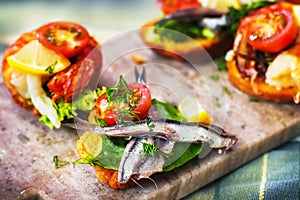 Cretan seafood bruschetta