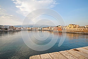 Crete,Chania,View of city with river