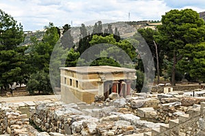 CRETE, GREECE - November 2, 2017: ancient ruines of famouse Knossos palace at Crete