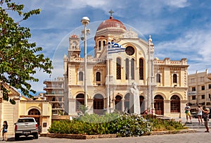 Crete, Greece - 18 September 2018: Agios Minas (Saint Minas) cathedral in center of Heraklion, Crete island