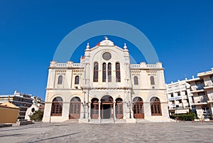 CRETE,HERAKLION-JULY 25: The Agios Minas Cathedral on July 25 in Heraklion on the island of Crete, Greece.