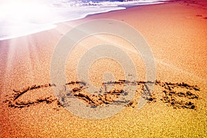 Crete inscription on the sand