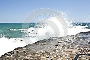 Crete island and blue sea and sky