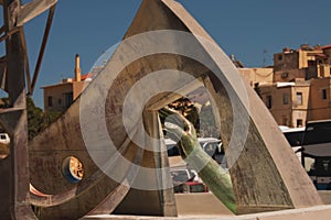 Crete sculpture back view, Crete Island, Hersonissos, Greece