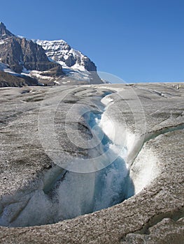 Crevasse at Athabasca Glacier, Jasper National Park, Alberta