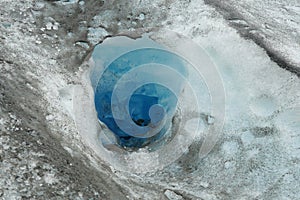 Crevasse filled with water on Perito Moreno Glacier