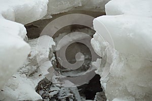 a crevice in the ice