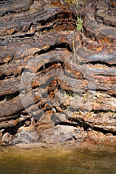 Crevice in Rock Formation Seeps Water