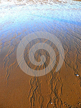 Crevices in the sand of a beach