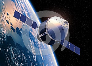 Crew Exploration Vehicle Orbiting Earth