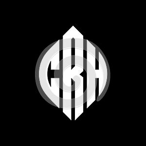 CRH circle letter logo design with circle and ellipse shape. CRH ellipse letters with typographic style. The three initials form a