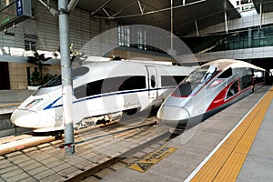 CRH High-speed trains at Beijing South Railway Station at Beijing ,China. photo