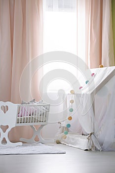 Crib and playhouse with canopy