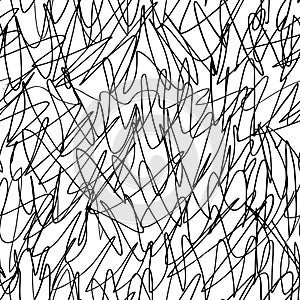 Cribble doodle, chaos seamless pattern, hand drawn line texture.