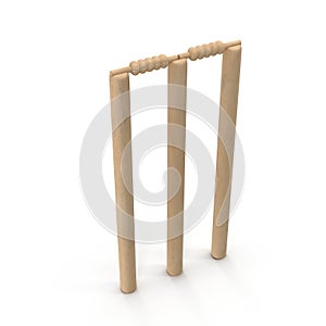 Cricet wickets 3D illustration isolated on white