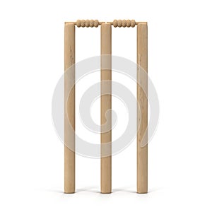 Cricet wickets 3D illustration isolated on white