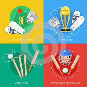 Cricket 4 flat icons composition