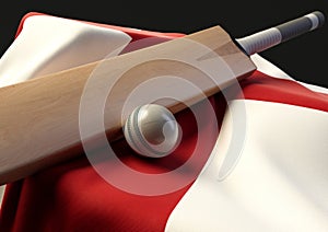 Cricket Ball Bat And England Flag