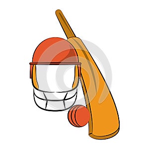 Cricket ball and bat with helmet