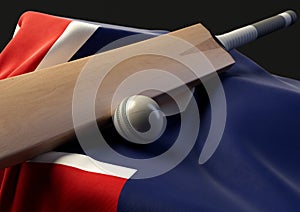 Cricket Ball Bat And New Zealand Flag