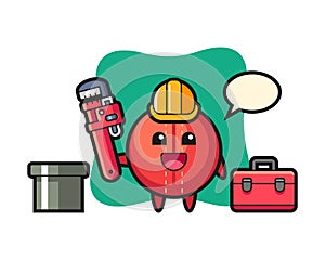 Cricket ball cartoon as a plumber