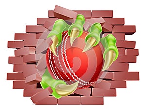 Cricket Ball Claw Breaking Through Wall