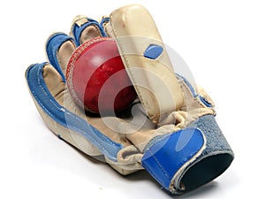 Cricket ball in glove