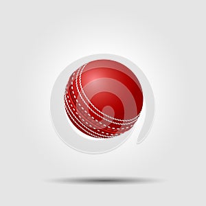 Cricket ball on white background with shadow