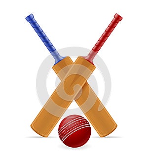Cricket bat and ball for a sports game stock vector illustration