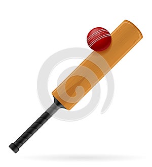 Cricket bat and ball for a sports game stock vector illustration