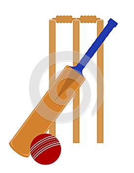 cricket bat and ball for a sports game stock vector illustration