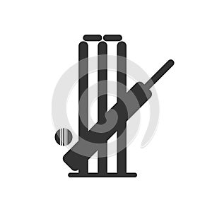 Cricket bat ball stump bails icon