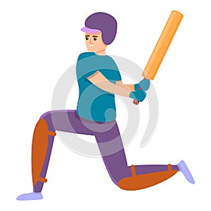 Cricket bat hit icon, cartoon style