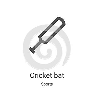 cricket bat icon vector from sports collection. Thin line cricket bat outline icon vector illustration. Linear symbol for use on