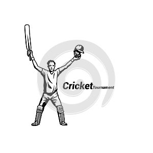 Cricket batsman celebrating his success