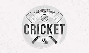 Cricket championship logo, poster for sport event.