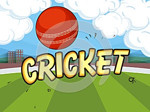 Cricket concept with red ball.