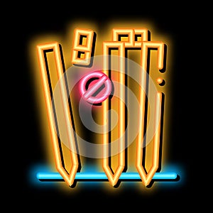 Cricket Equipment neon glow icon illustration