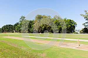 Cricket Field Pitch`s Wickets Grounds