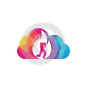 Cricket fire cloud logo icon.