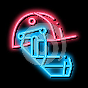 Cricket Helmet neon glow icon illustration