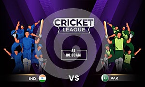 Cricket League Concept with Faceless Cricket Players Team