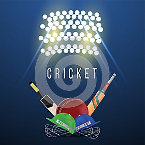 Cricket leagur championship with cricket helmet