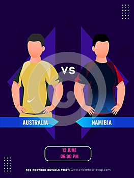 Cricket Match Between Australia VS Namibia Team with Their Captain Characters, Social Media Poster