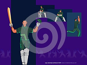 Cricket Match Poster Design with Pakistan Cricketer Player Team in Different photo