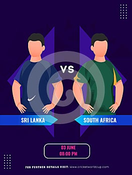 Cricket Match Between Sri Lanka VS South Africa Team with Their Captain Characters, Social Media Poster