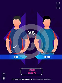 Cricket Match Between USA VS India Team with Their Captain Characters, Social Media Poster