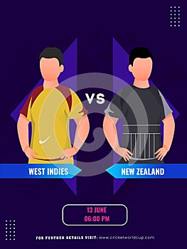 Cricket Match Between West Indies VS New Zealand Team with Their Captain Characters, Social Media Poster