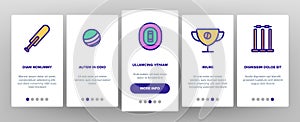 Cricket Onboarding Icons Set Vector