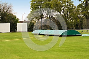 Cricket pitch in rain